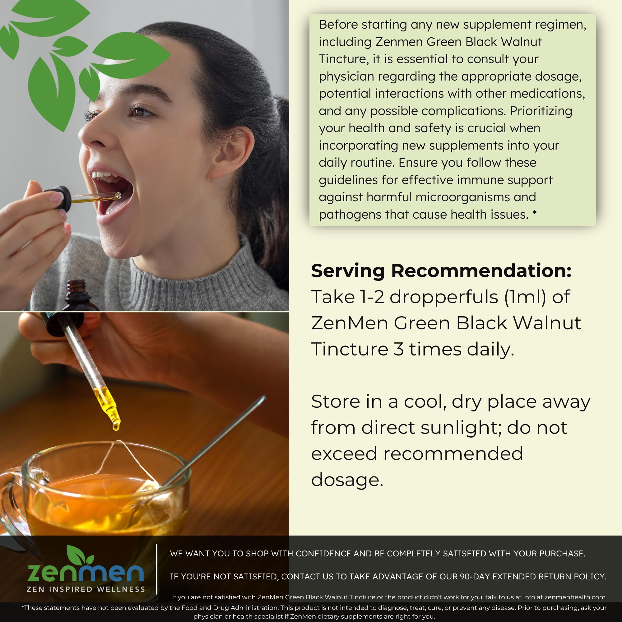 Zenmen Organic Green Black Walnut Hull Tincture – Highly Potent Formula, Antioxidants, 2.32 oz / 60 ml – Vegan – Made in USA