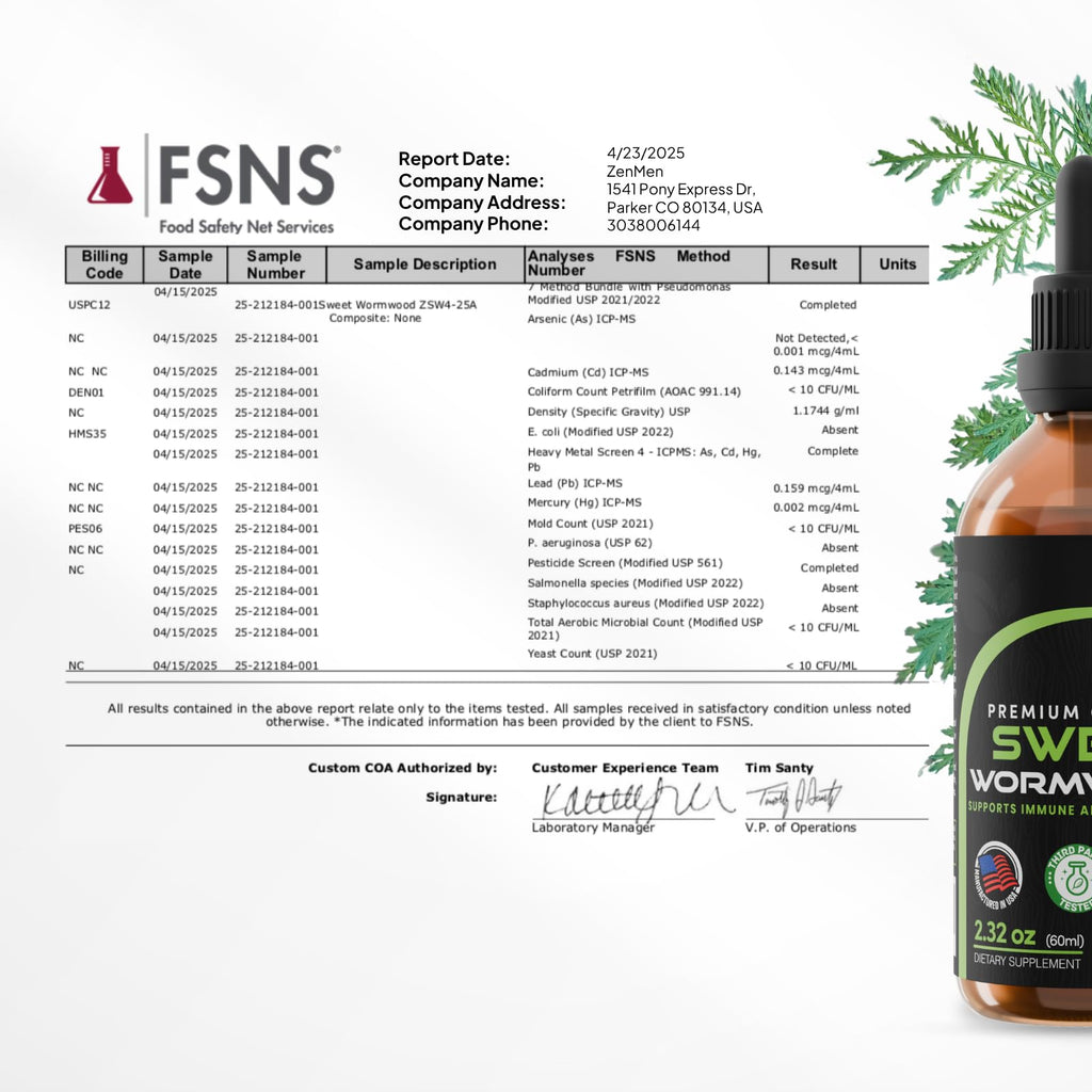 Zenmen Organic Sweet Wormwood Extract (Artemisia Annua) — Immune Support & Antioxidants | 2.32 oz / 60 ml, Vegan, Made in USA