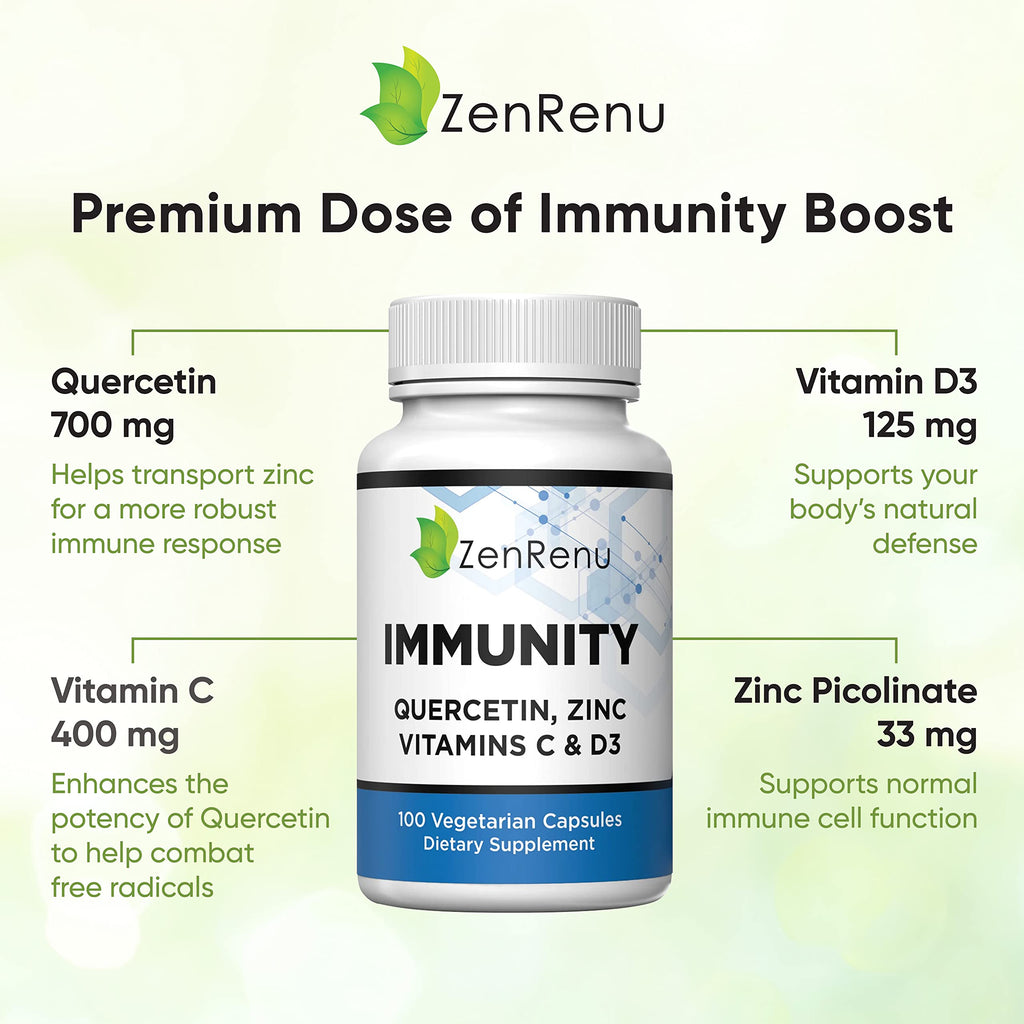 Zenrenu Immunity Quercetin 700 mg | Zinc, Vitamin C & D Immune Support