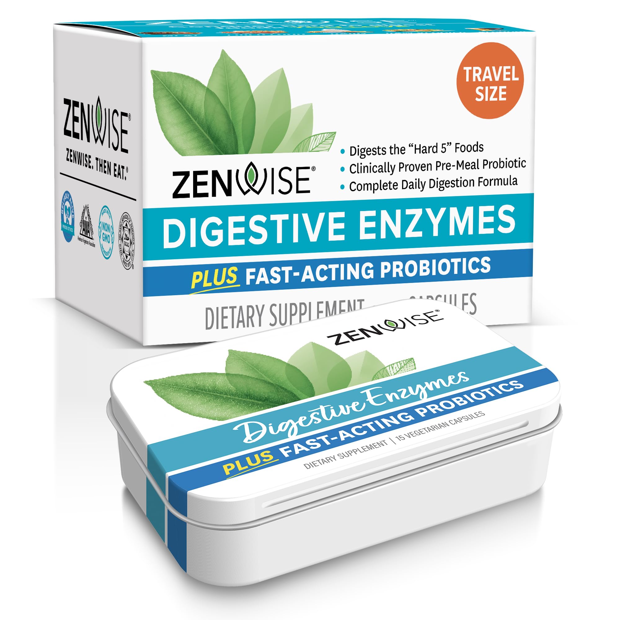 Zenwise Digestive Enzymes with Bromelain & Probiotics – Gut Health, Bloating Relief, 15 CT