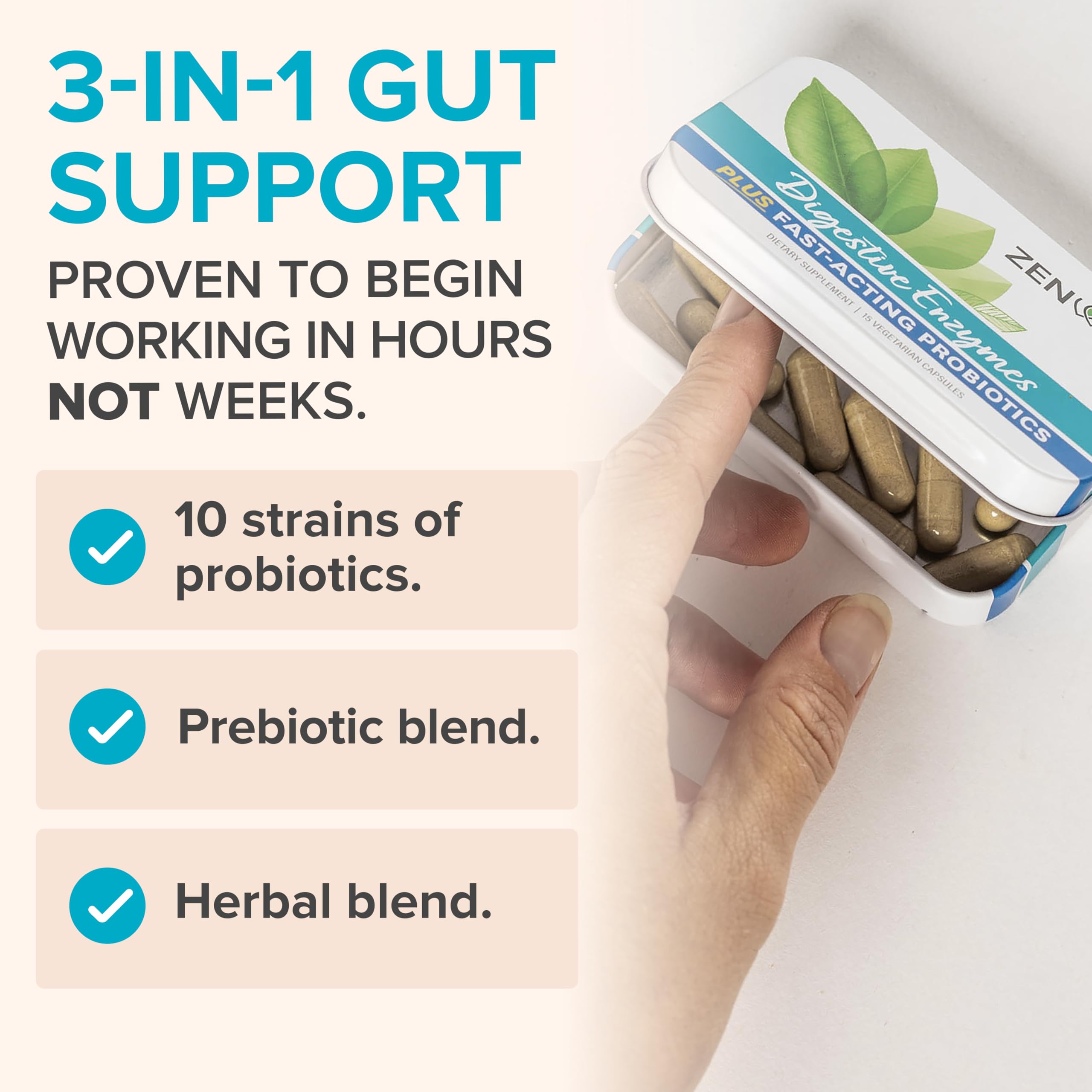 Zenwise Digestive Enzymes with Bromelain & Probiotics – Gut Health, Bloating Relief, 15 CT