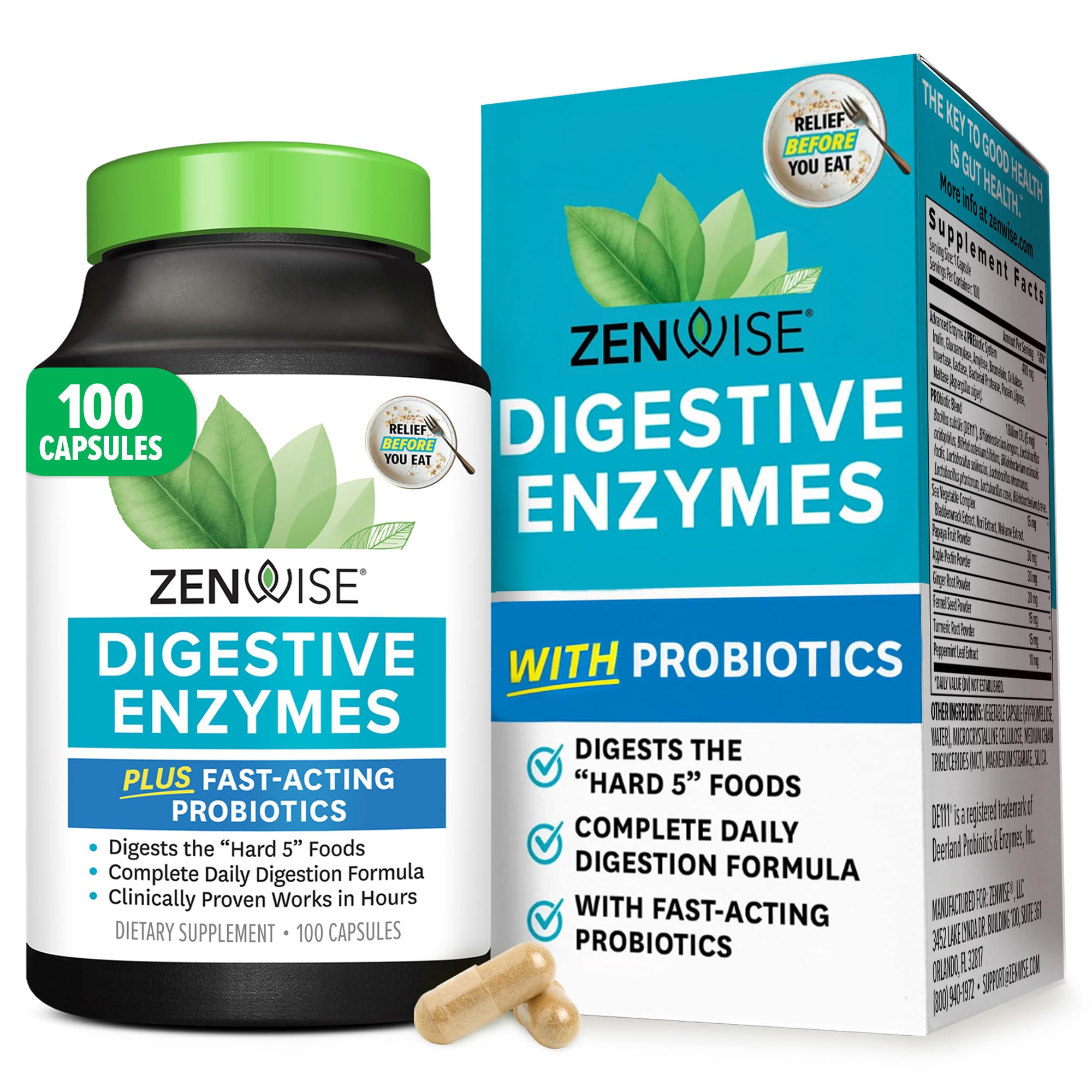 Zenwise Health Digestive Enzymes for Gut Health & Bloating Relief - 100 Count