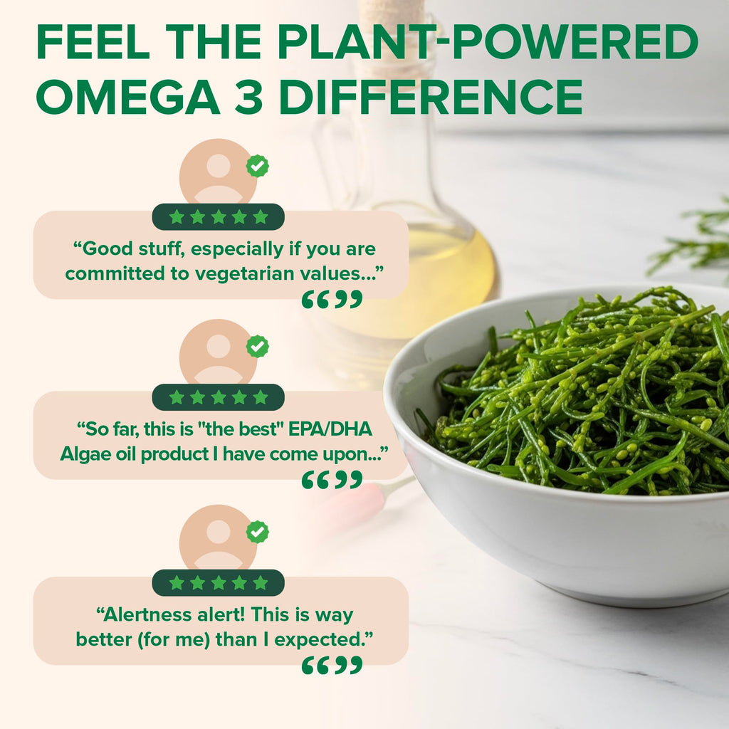 Zenwise Vegan Omega-3 Supplement – Algae-Derived EPA/DHA/DPA | Burpless, 120 Softgels
