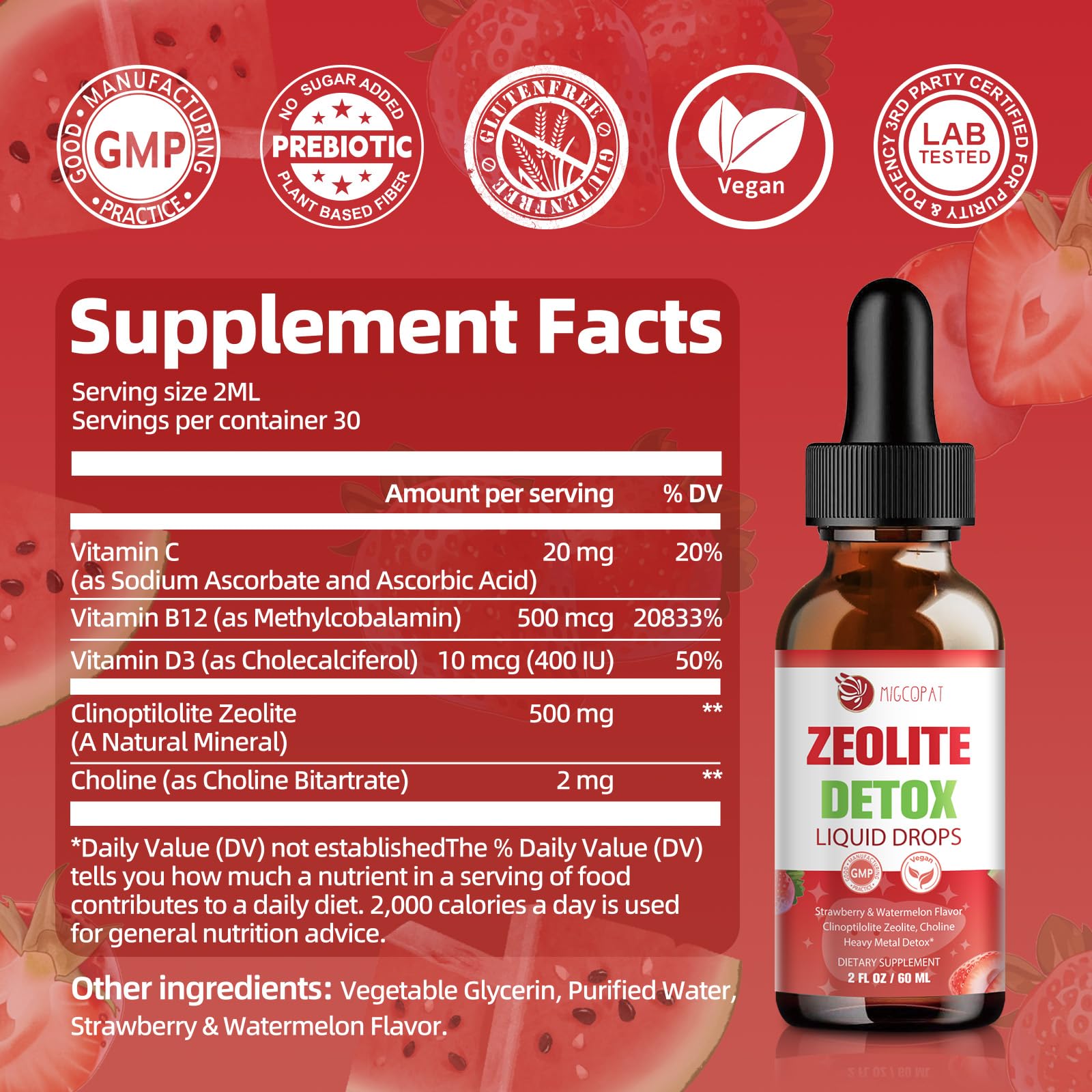 Zeolite Detox Drops with B12, D3 & Vitamin C – Heavy Metals Support (60ml)