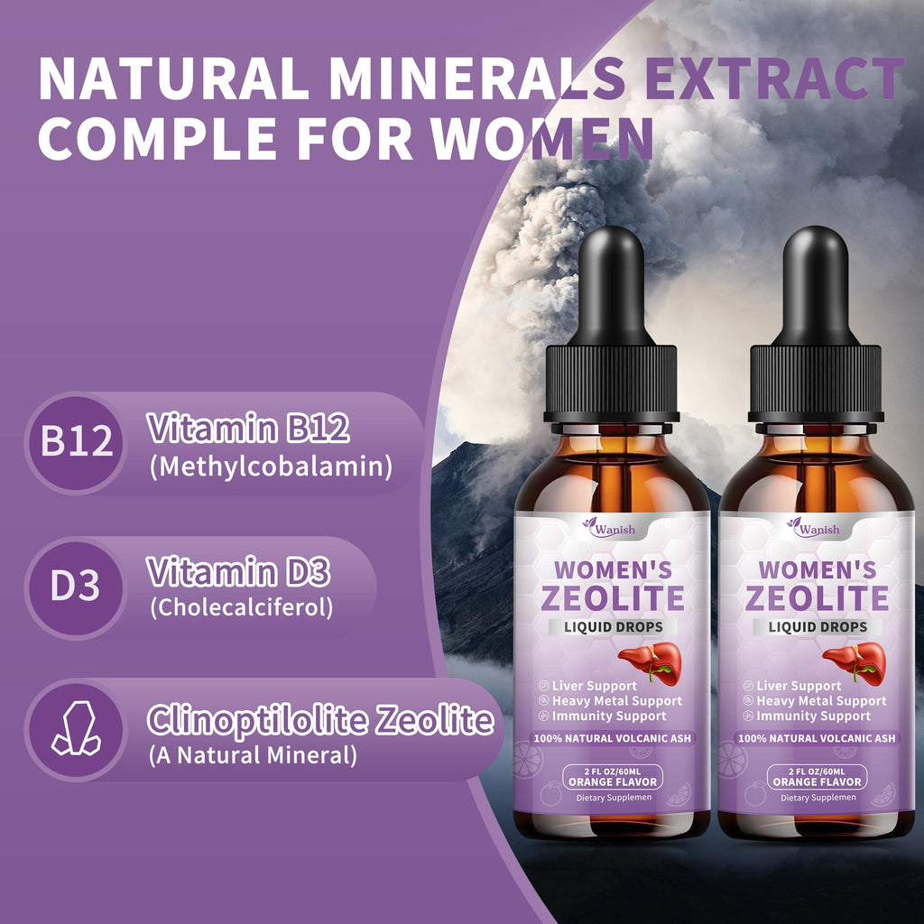 Zeolite Drops for Women – 99% Pure Volcanic Ash, Vegan & Non-GMO
