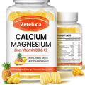 Zetelixia Calcium Gummies for Women & Men - Vitamin D3 & K2, 120 Count