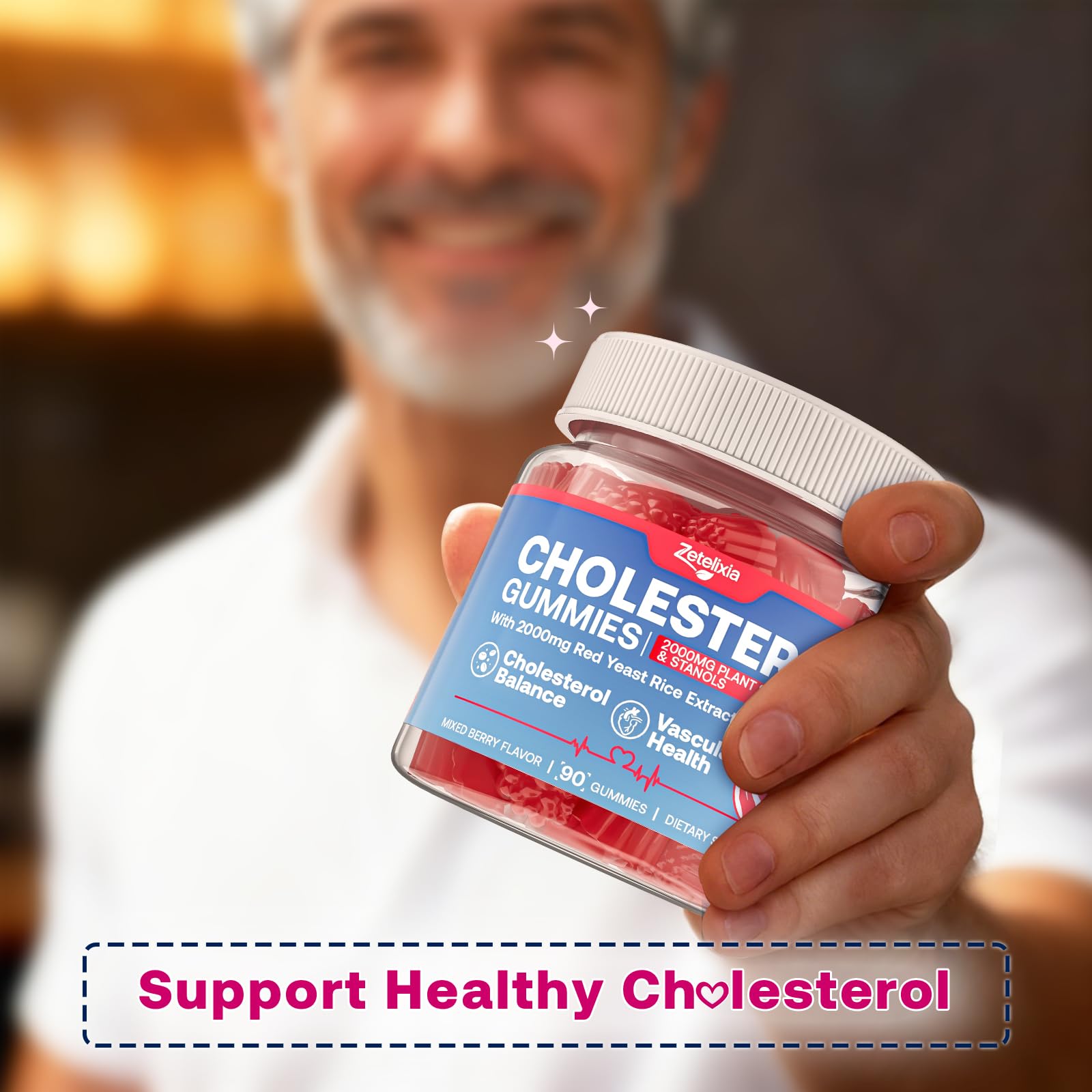 Zetelixia Cholesterol Lowering Gummies – Plant Sterols & Stanols, Red Yeast Rice | Vegan, Non-GMO | Mixed Berry 90Ct