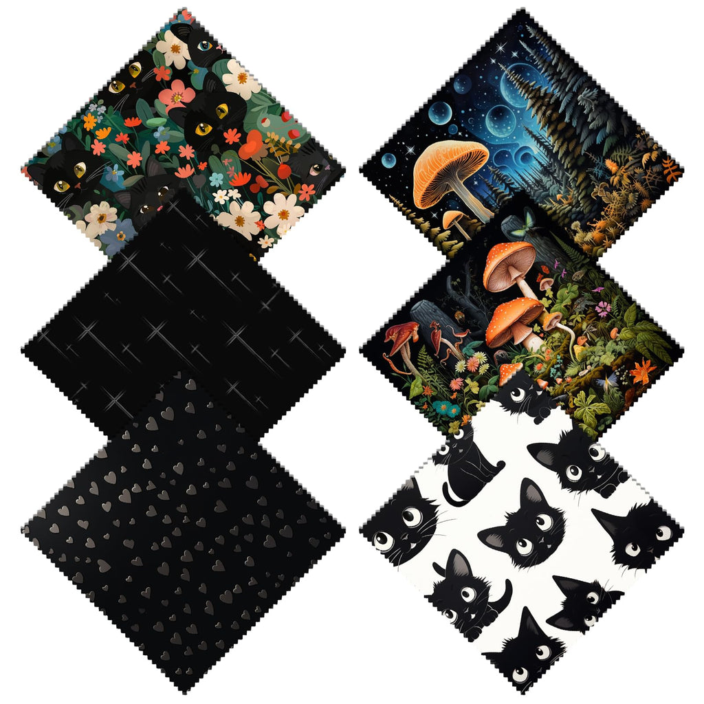 Zewurtuw 6-Pack Glasses Cleaning Cloth – Microfiber Lens Cloth 6.3x6.3 in Mushrooms Cat Pattern