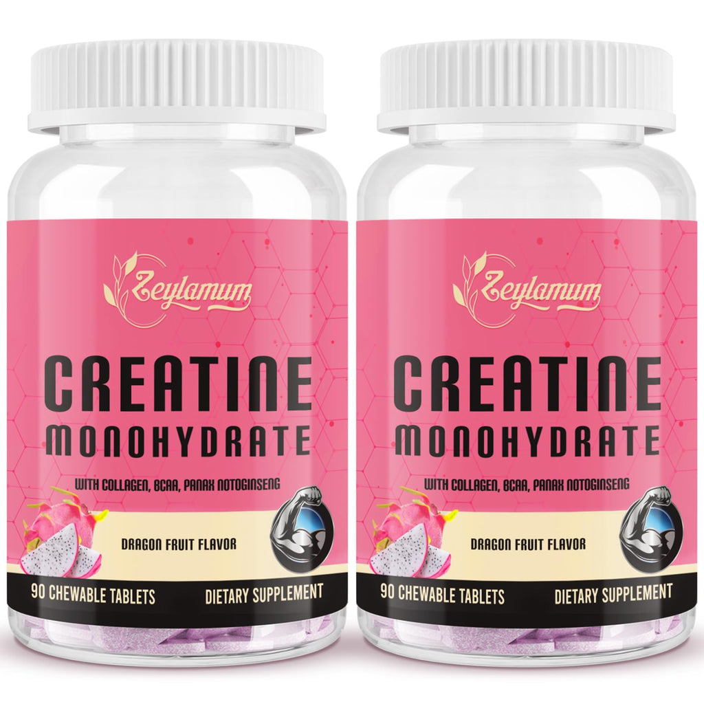 Zeylamum Creatine for Women | 3G Chews with BCAA & Hydrolyzed Collagen (Sugar-Free, Vegan)