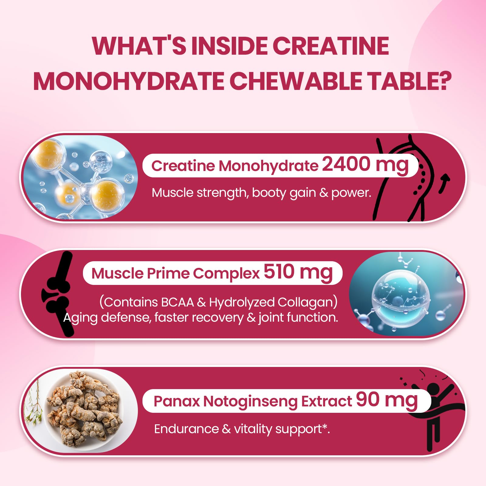 Zeylamum Creatine for Women | 3G Chews with BCAA & Hydrolyzed Collagen (Sugar-Free, Vegan)