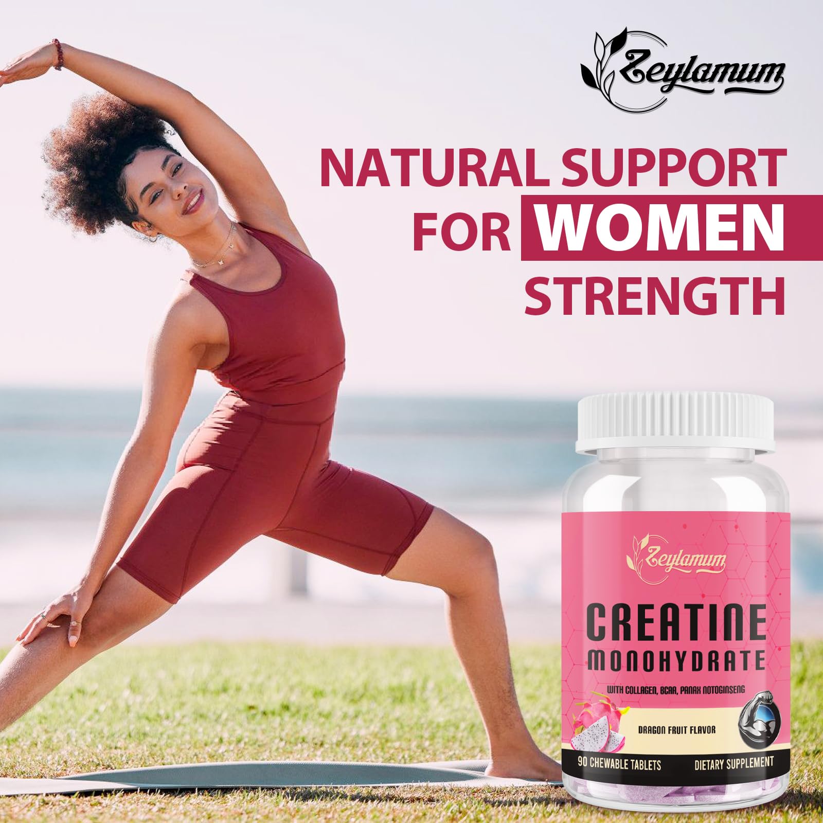 Zeylamum Creatine for Women | Hydrolyzed Collagen & BCAA | 3G Creatine Chews