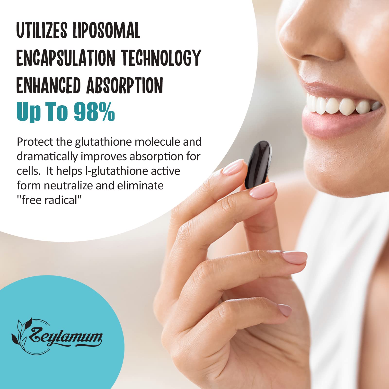 Zeylamum 2400 MG Liposomal Glutathione Softgels – High Absorption, Hyaluronic Acid & Resveratrol, 240 Softgels
