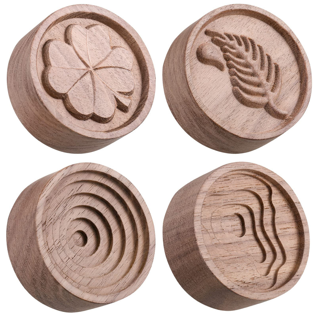 4 Pack Wood Essential Oil Diffusers – Car Aromatherapy, Round Wood Grain (Brown)