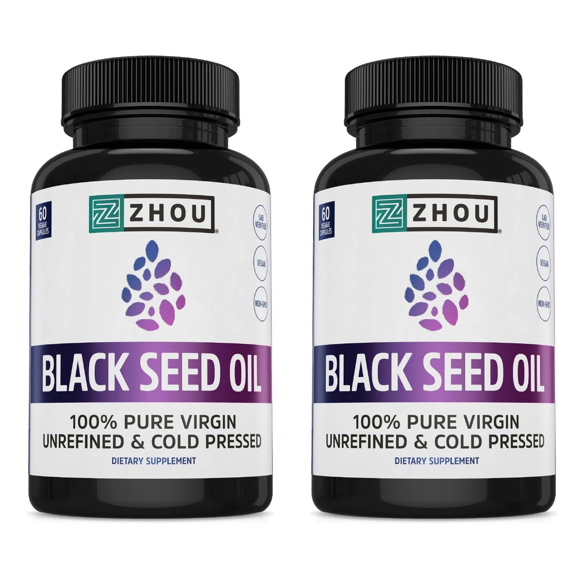 ZHOU Black Seed Oil Capsules – Cold-Pressed Nigella Sativa, 60 Capsules (Pack of 2)