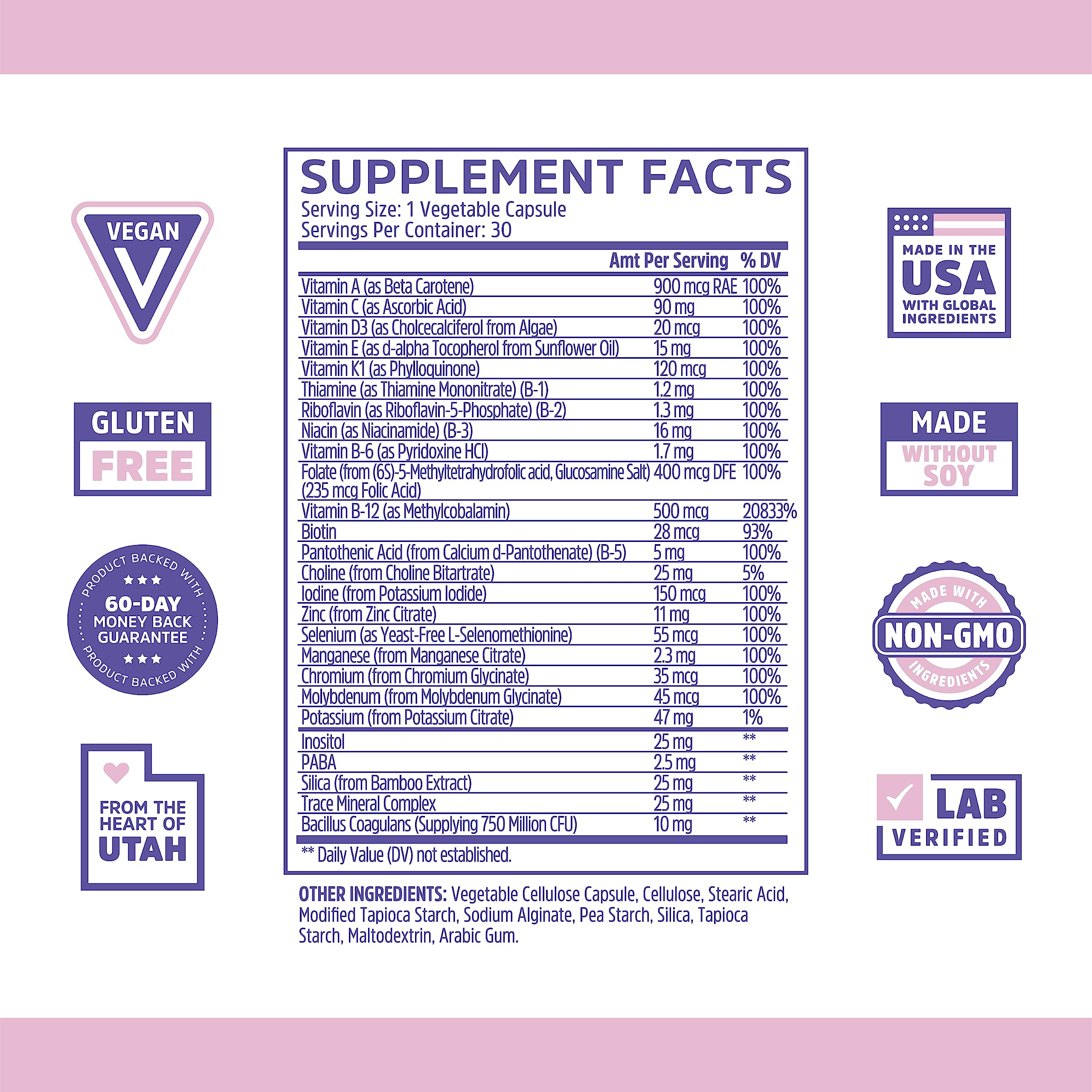 Zhou Daily Boost Probiotic Multivitamin for Women & Men | Immune Support, Energy & Eye Health – 30 Veggie Capsules