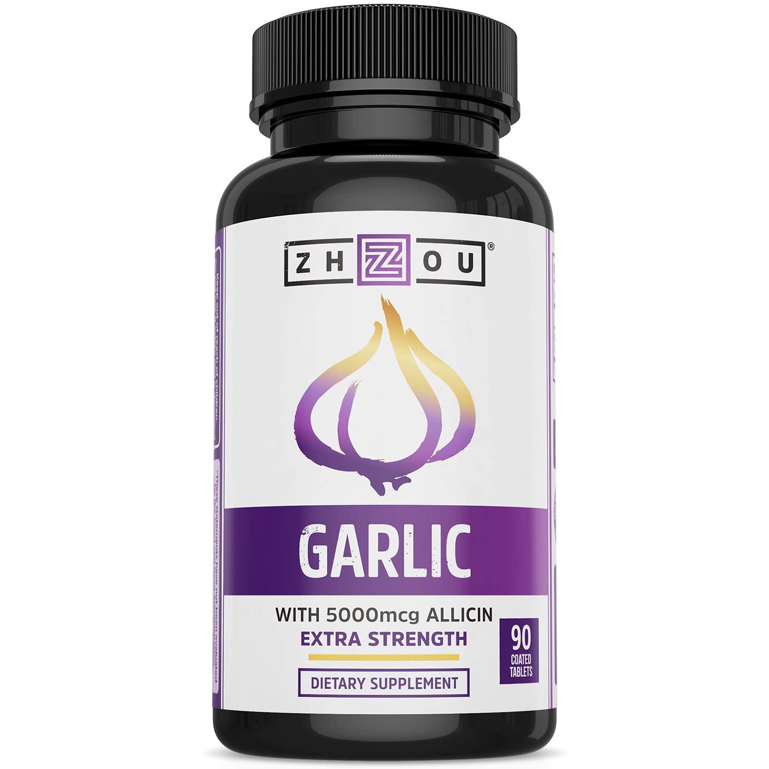 Zhou Garlic with Allicin – Odorless Garlic 5000 mcg Allicin, 90 Tablets