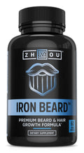 Zhou Iron Beard - Beard Growth Vitamins for Men | Biotin, Saw Palmetto & B Vitamins | 60 Veggie Capsules
