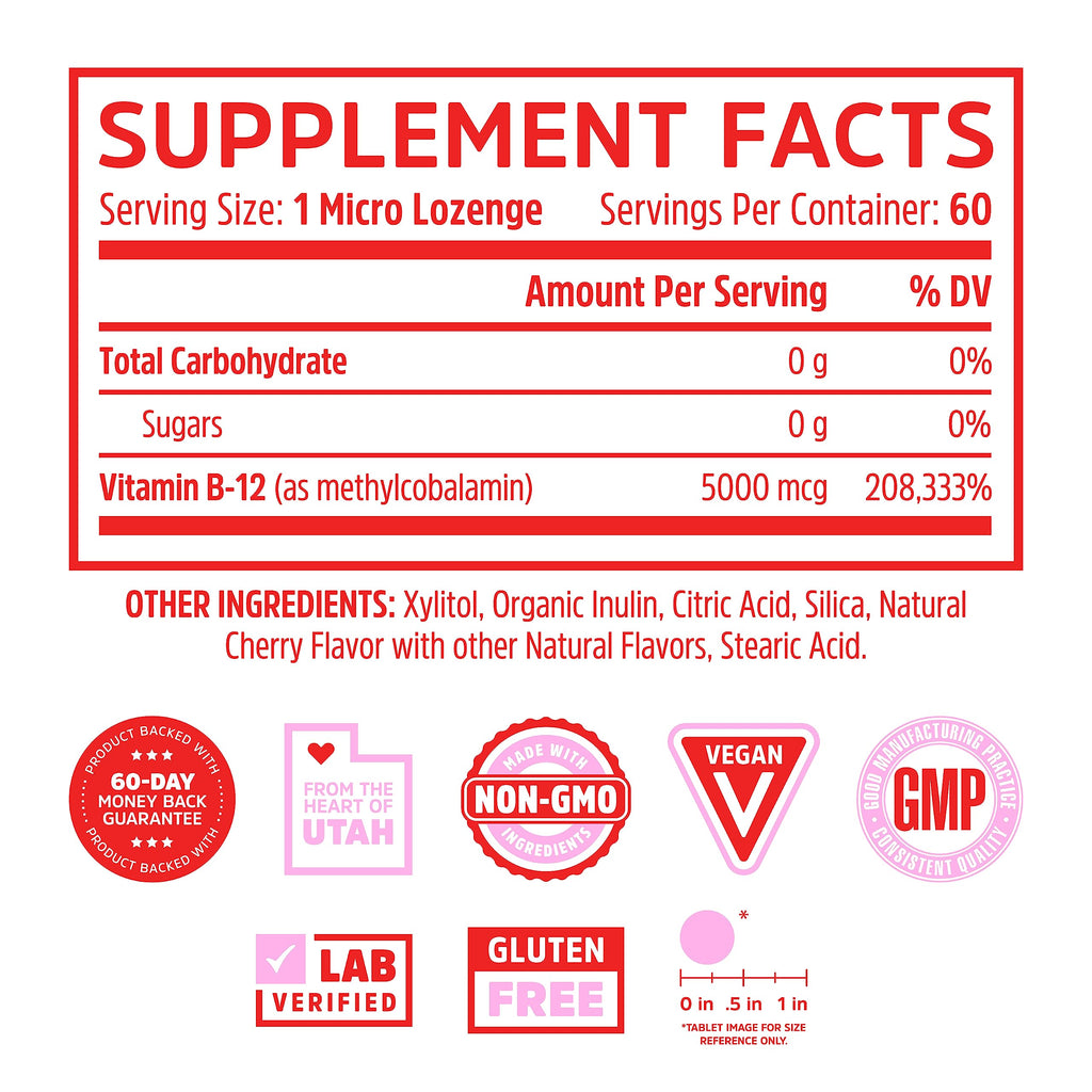 Zhou Methyl B12 – 5000 mcg Methylcobalamin B12 Lozenges, Vegan