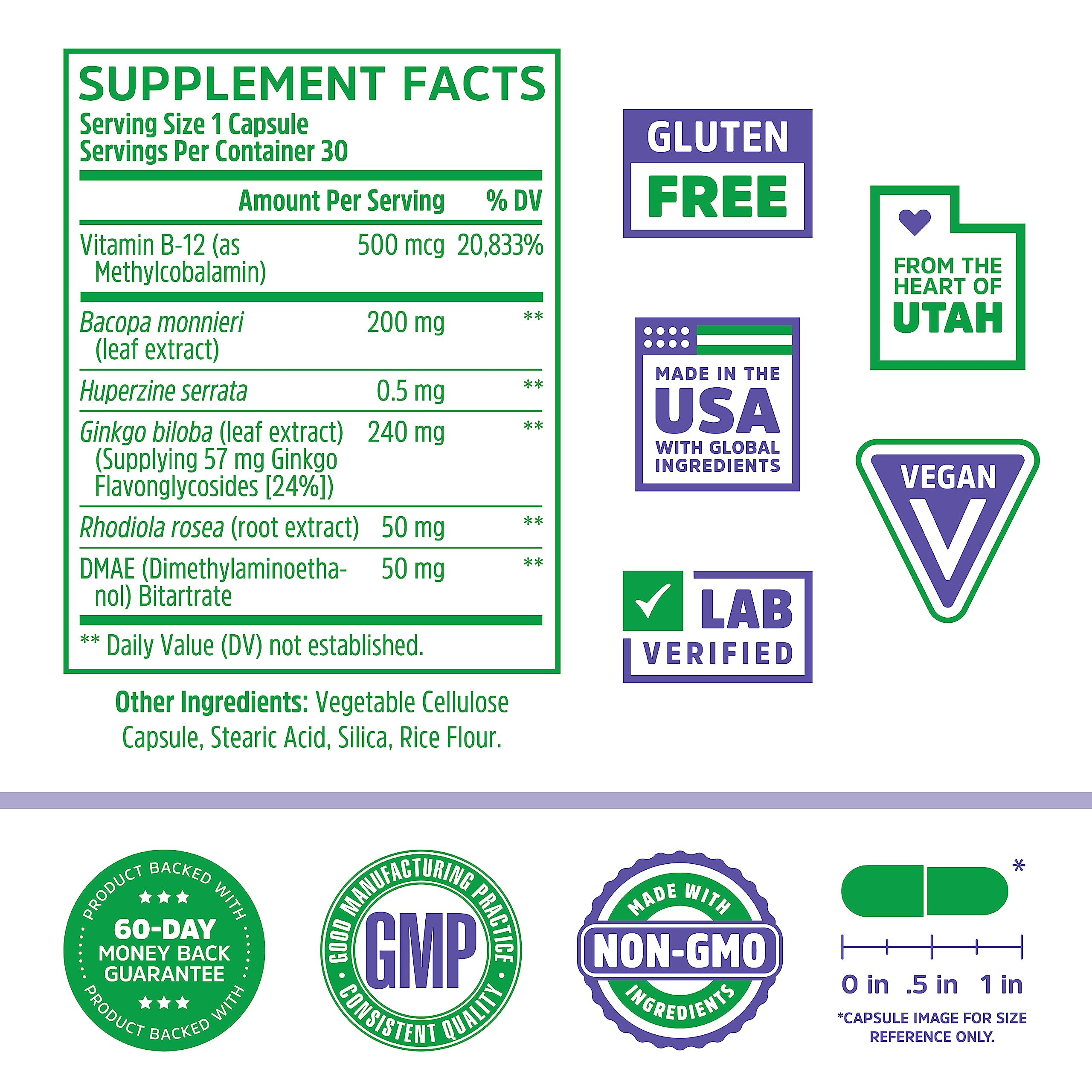 Zhou Neuro-Peak - Nootropic for Memory & Focus | 30 Veggie Capsules