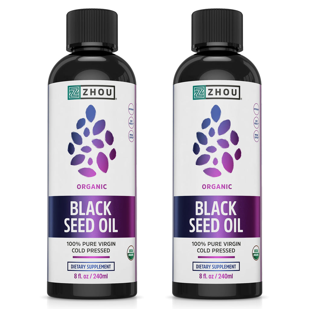 ZHOU Organic Black Seed Oil – Cold Pressed Nigella Sativa, 8 oz (Pack of 2)