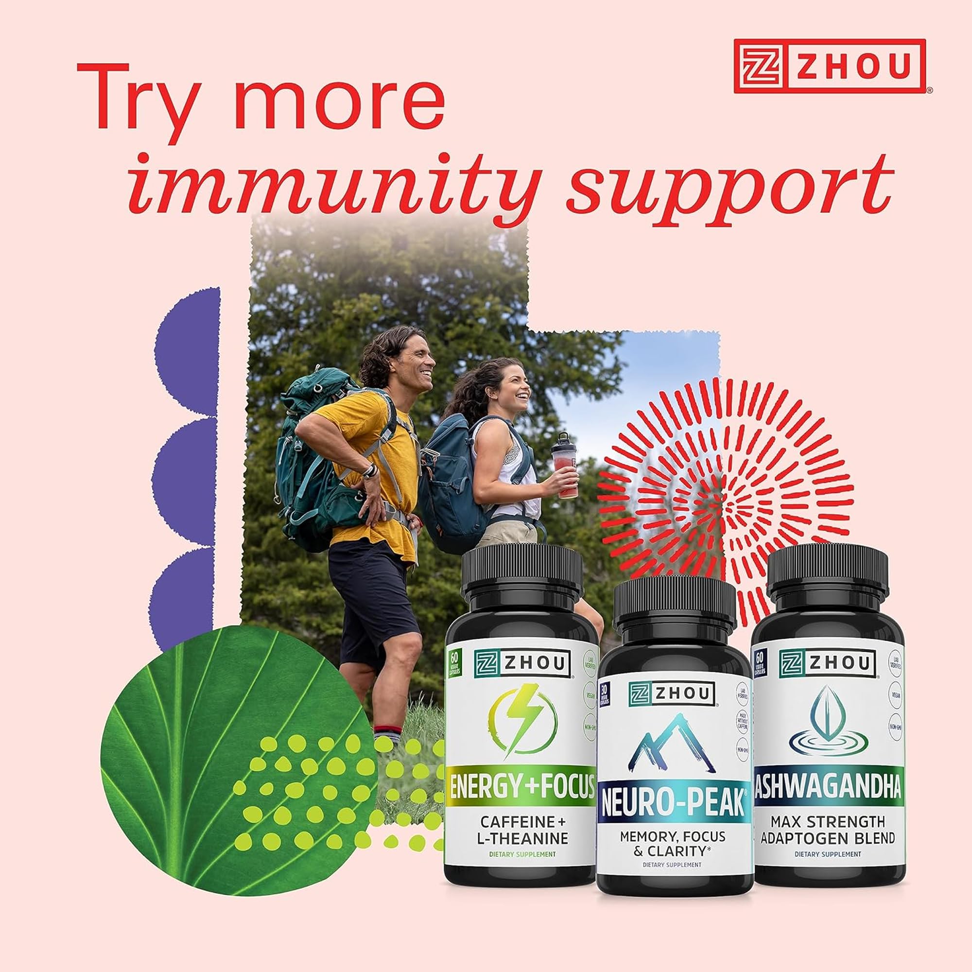 ZHOU Thyroid Support - Thyroid Health Supplement with Iodine, Selenium, Zinc | 60 Veggie Capsules (Pack of 2)