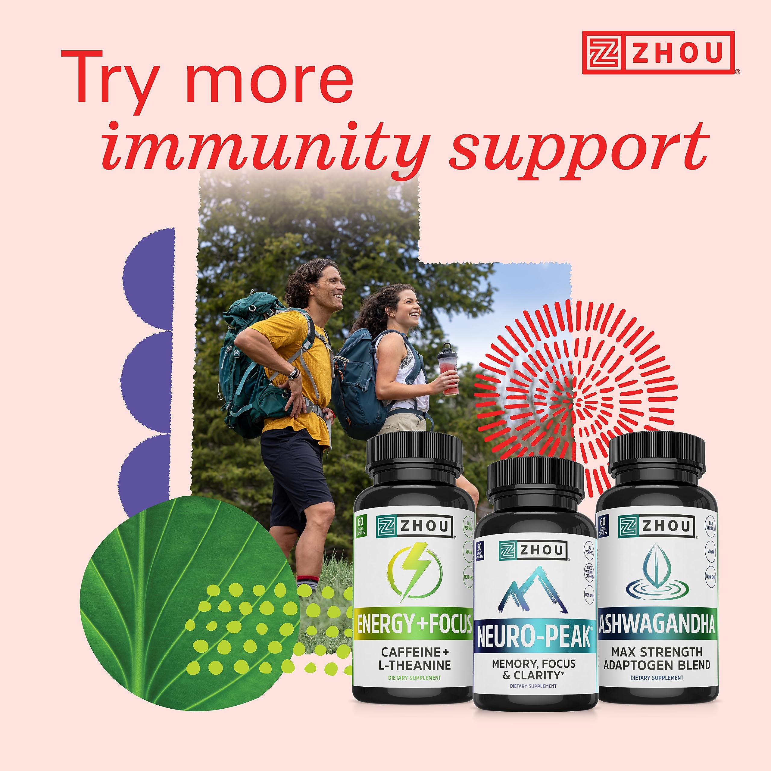 ZHOU Thyroid Support - Thyroid Supplement for Women & Men | Iodine, Selenium & Zinc | 120 Veggie Capsules