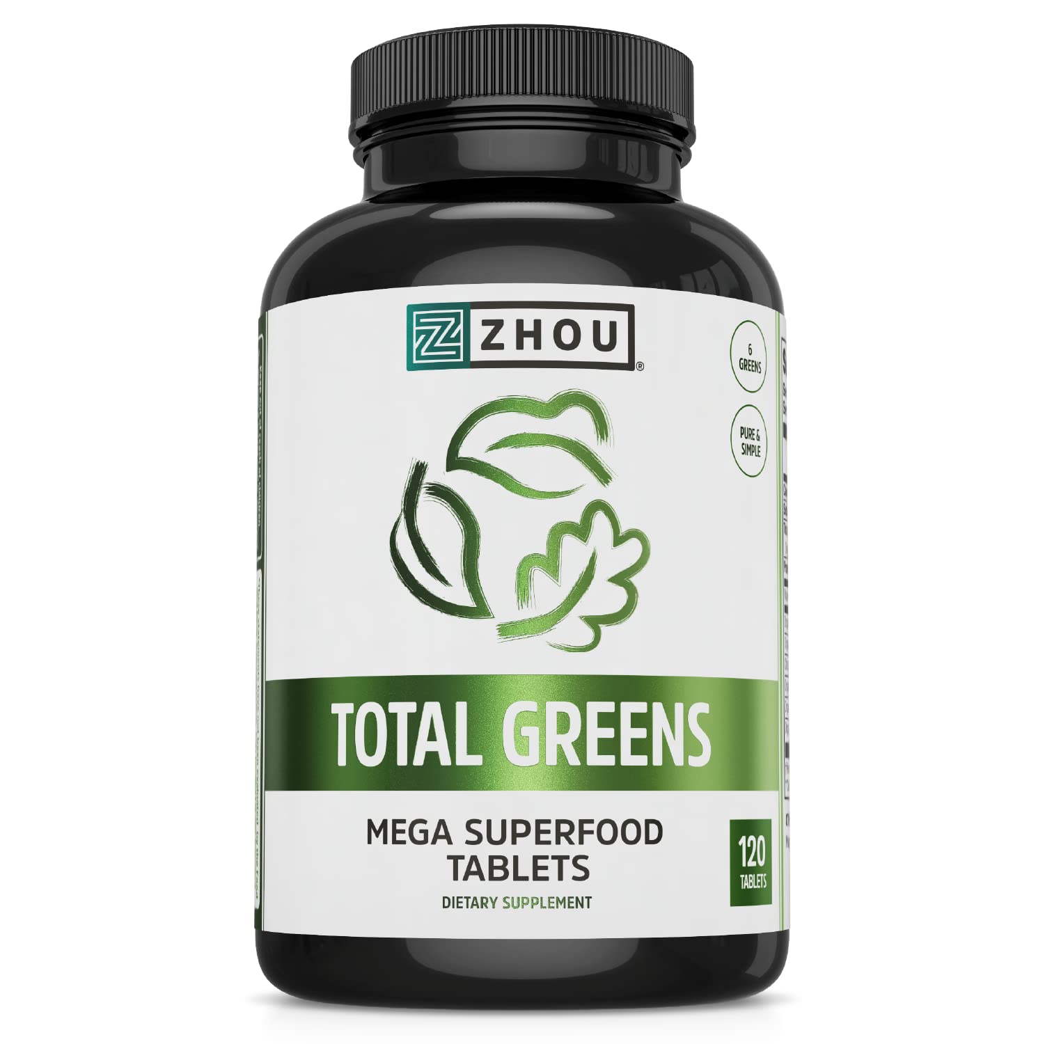 Zhou Total Greens - Super Greens Supplements, Daily Veggie Pills, 120 Tablets