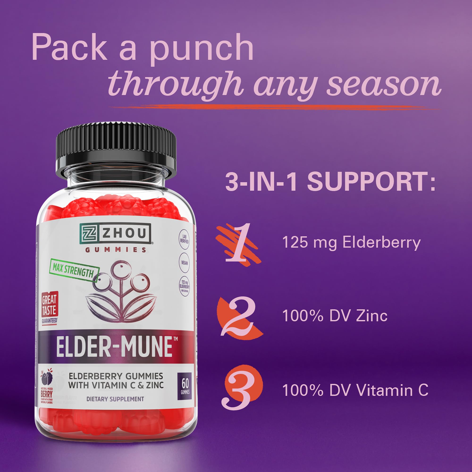 ZHOU Immune Support Bundle - Elder-Mune Elderberry & Vitamin C Gummies