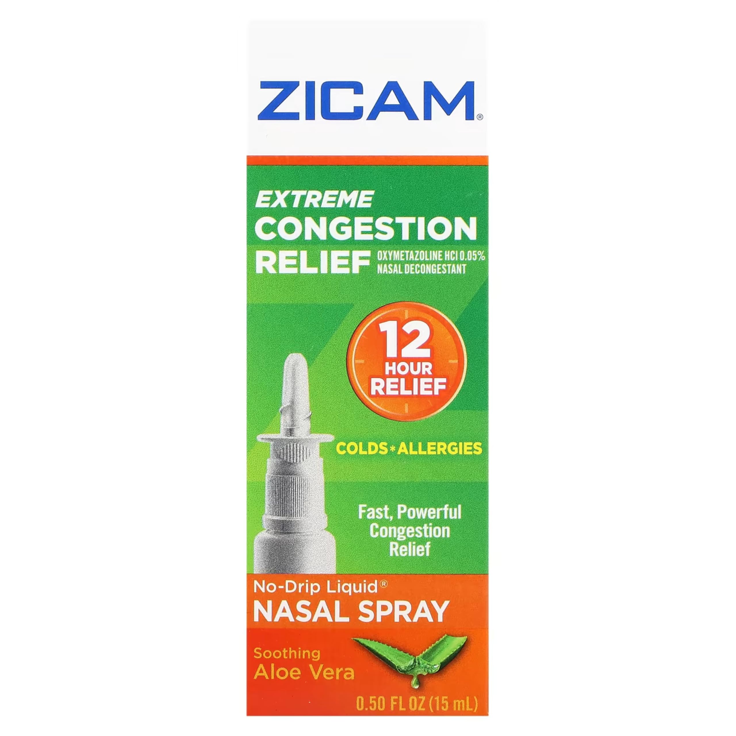 Zicam Extreme Congestion Relief Nasal Spray – 12-Hour No-Drip Aloe Vera (0.50 fl oz, Pack of 4)