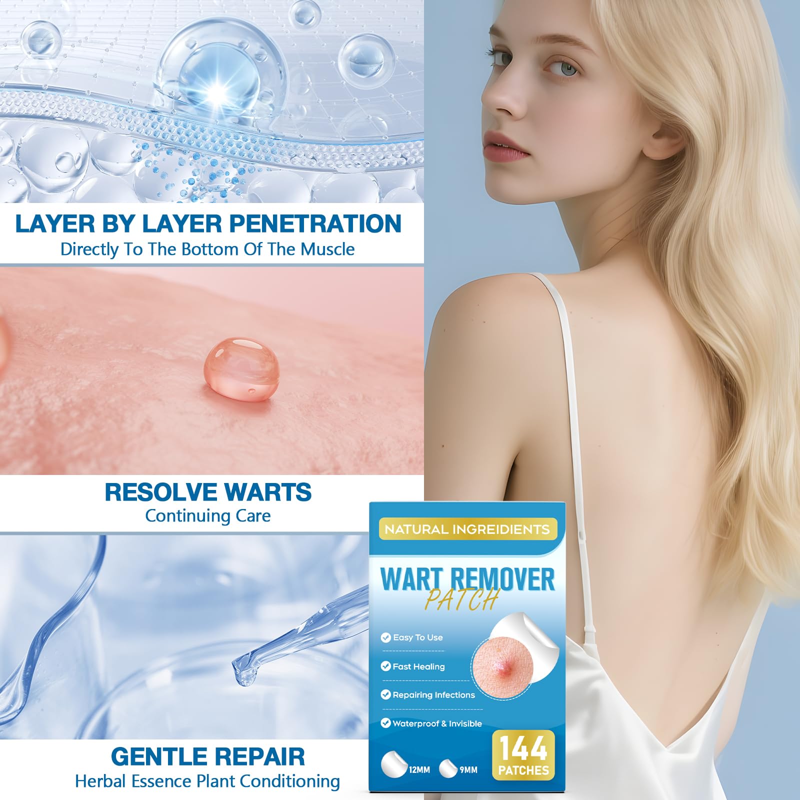 ZIHYO Wart Remover Patches – 144 Pcs, Gentle & Waterproof
