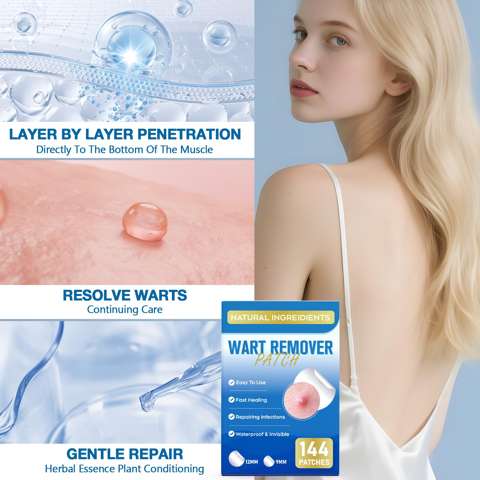 ZIHYO Wart Remover Patches - Hydrocolloid Waterproof, Gentle on Skin