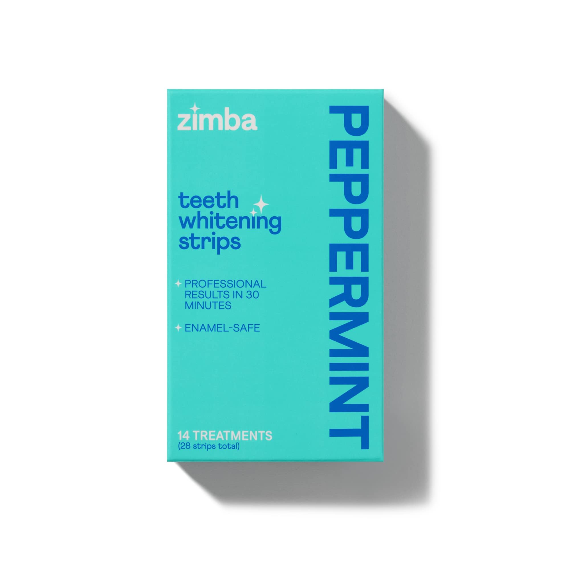 Zimba Peppermint Teeth Whitening Strips – Vegan, Enamel Safe, 14-Day Treatment