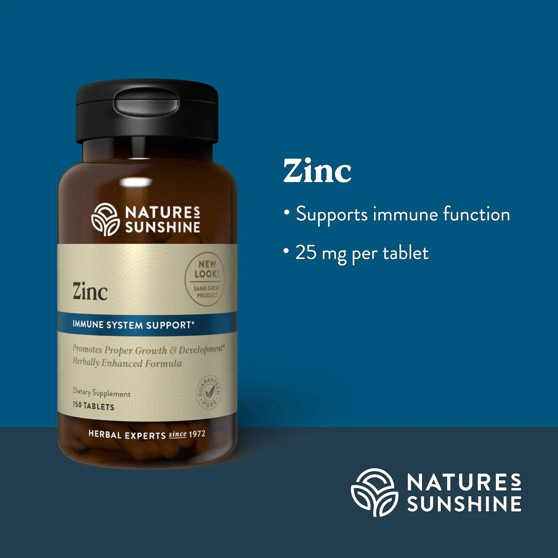Nature's Sunshine Zinc 25mg, 150 Tablets | Immune Support with 167% DV Zinc