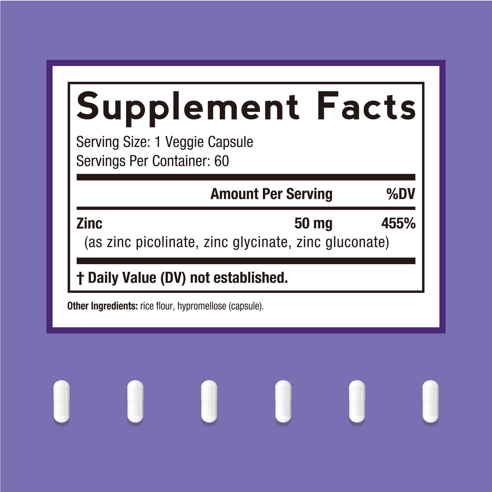 Doctor's Recipes Zinc Supplement 50mg – Triple Action Immune Support | 60 Capsules