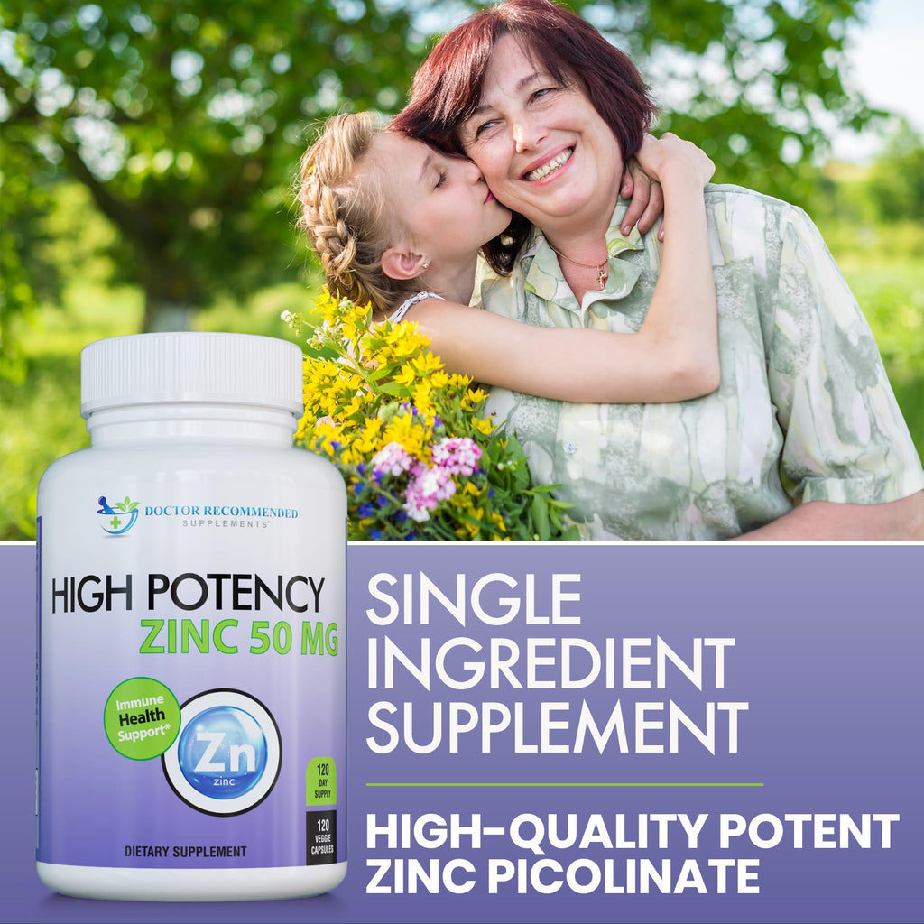 Zinc 50mg Picolinate – Immune Support | 120 Veggie Capsules | High Potency Zinc