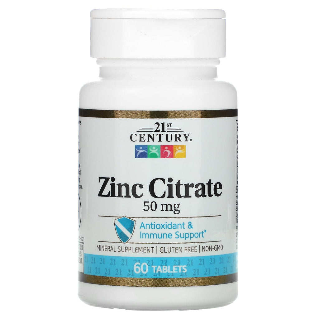21st Century HealthCare Zinc Citrate Tablets 50mg – 60 Count | Immune Support