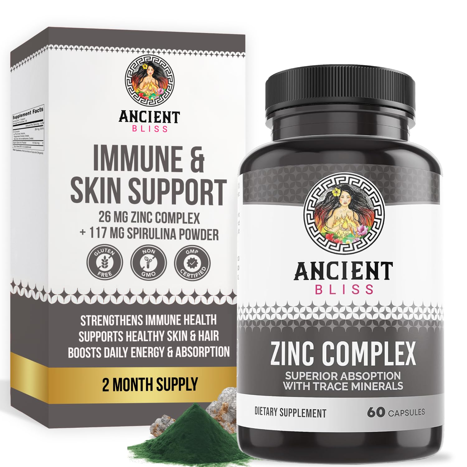 Zinc Complex Capsules with Enhanced Absorption – Immune Support | Ancient Bliss (60 Caps)