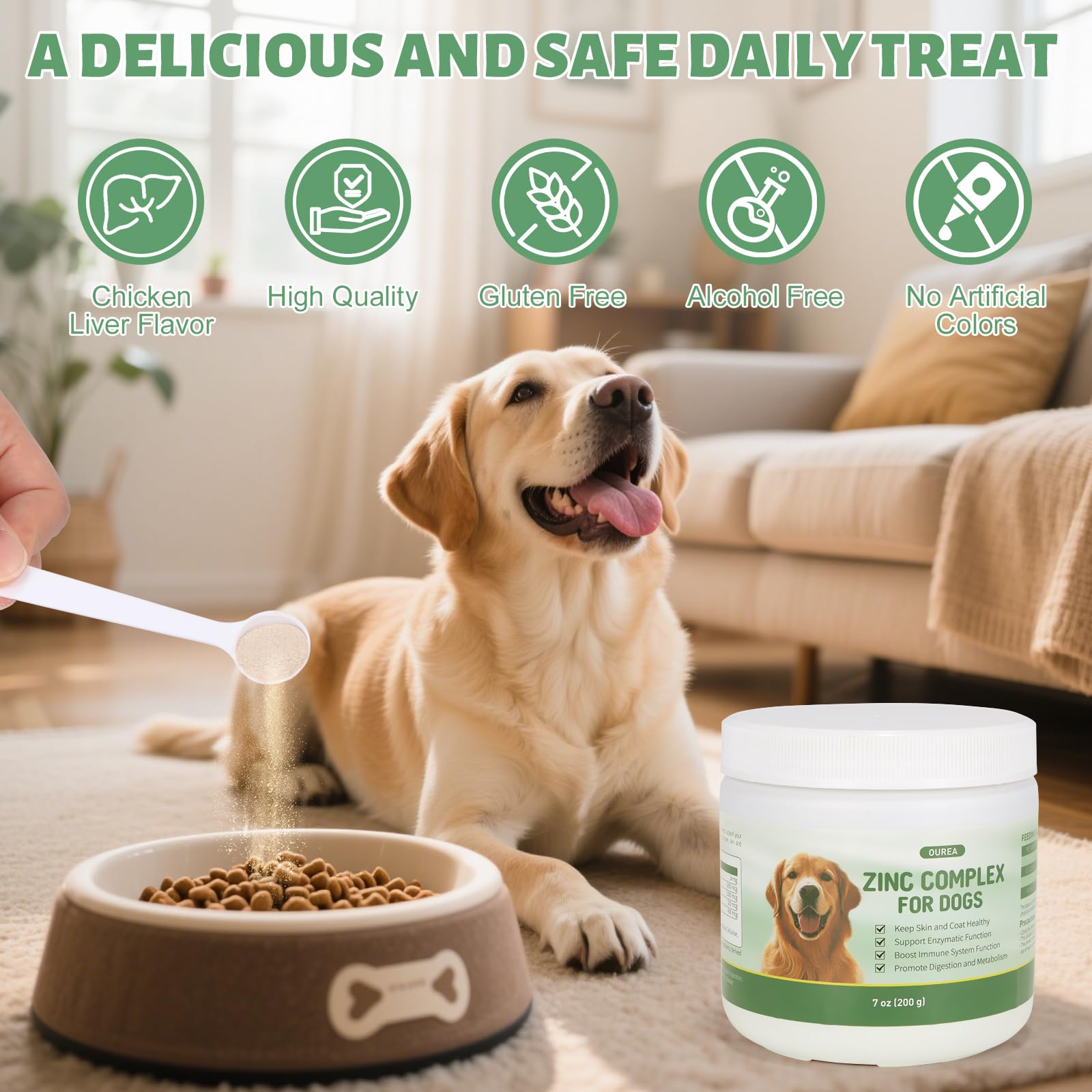Zinc for Dogs – Skin & Coat Health, Immune Support, Digestion (200g)