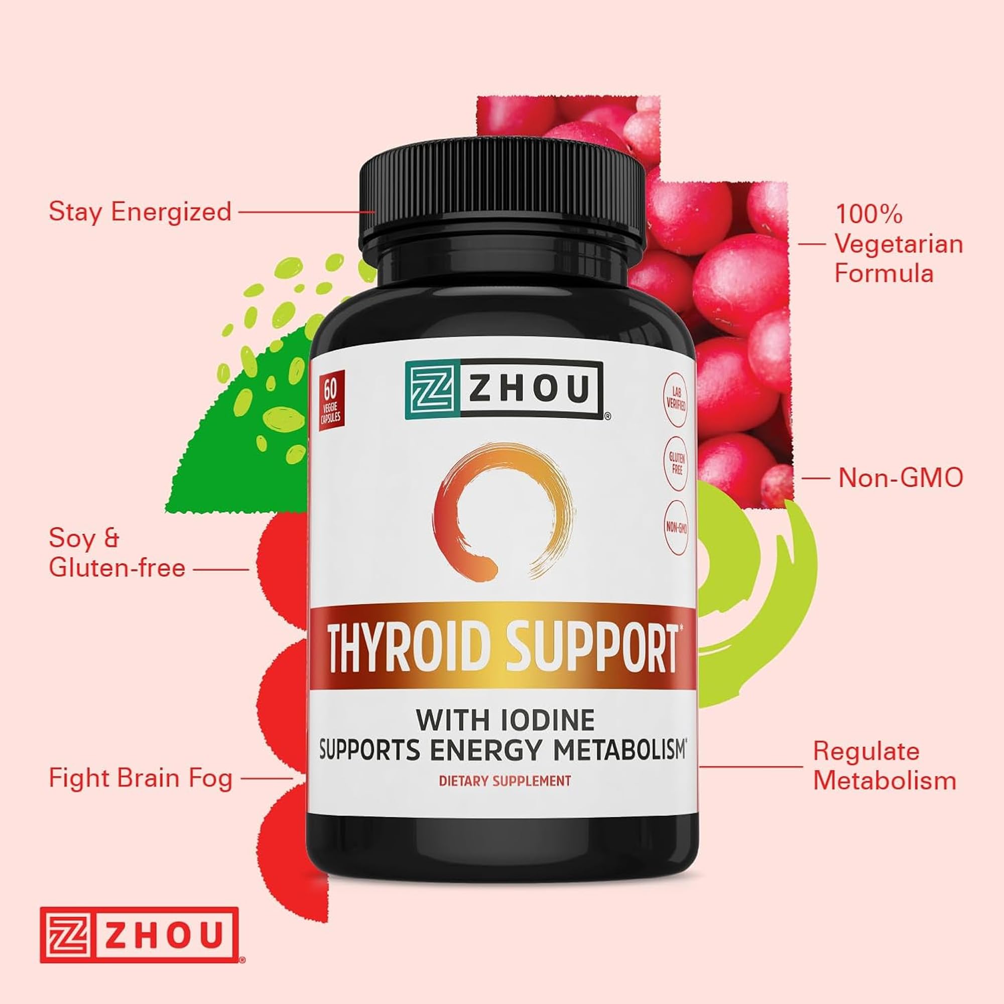 ZHOU D3 + K2 & Thyroid Support Bundle | Vitamin D3 5000 IU, MK-7, Zinc, Iodine & Selenium | 120 Capsules