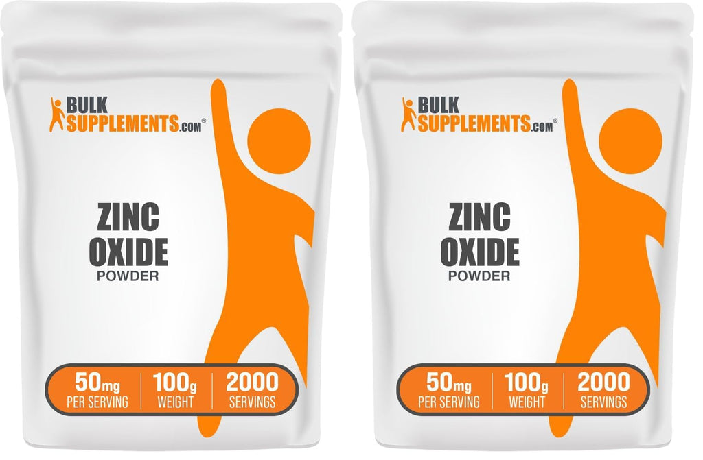Zinc Oxide Powder – 50 mg Zinc per Serving | Immune Support | Gluten Free | 100 g Pack of 2