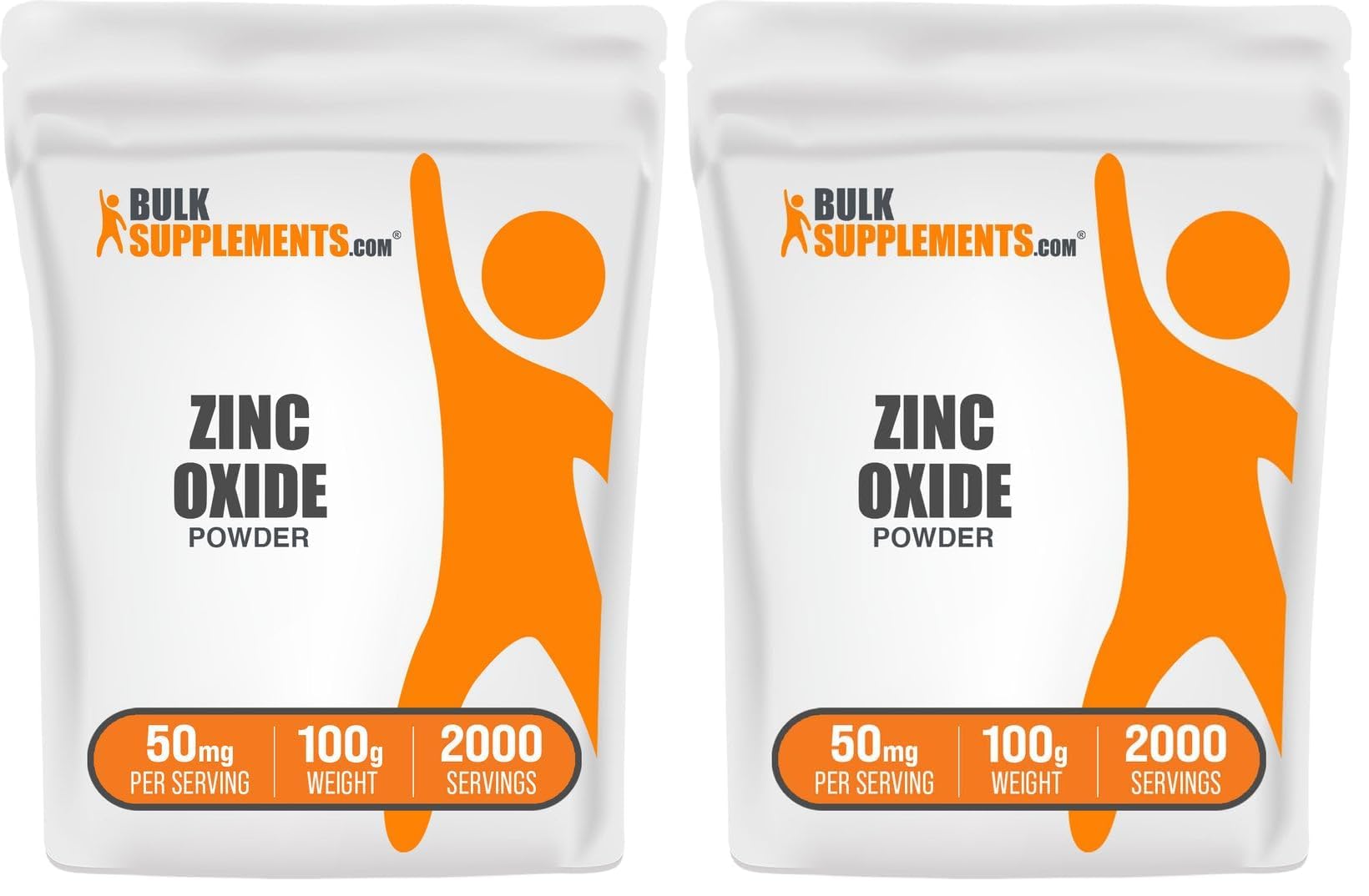 Zinc Oxide Powder – 50 mg Zinc per Serving | Immune Support | Gluten Free | 100 g Pack of 2