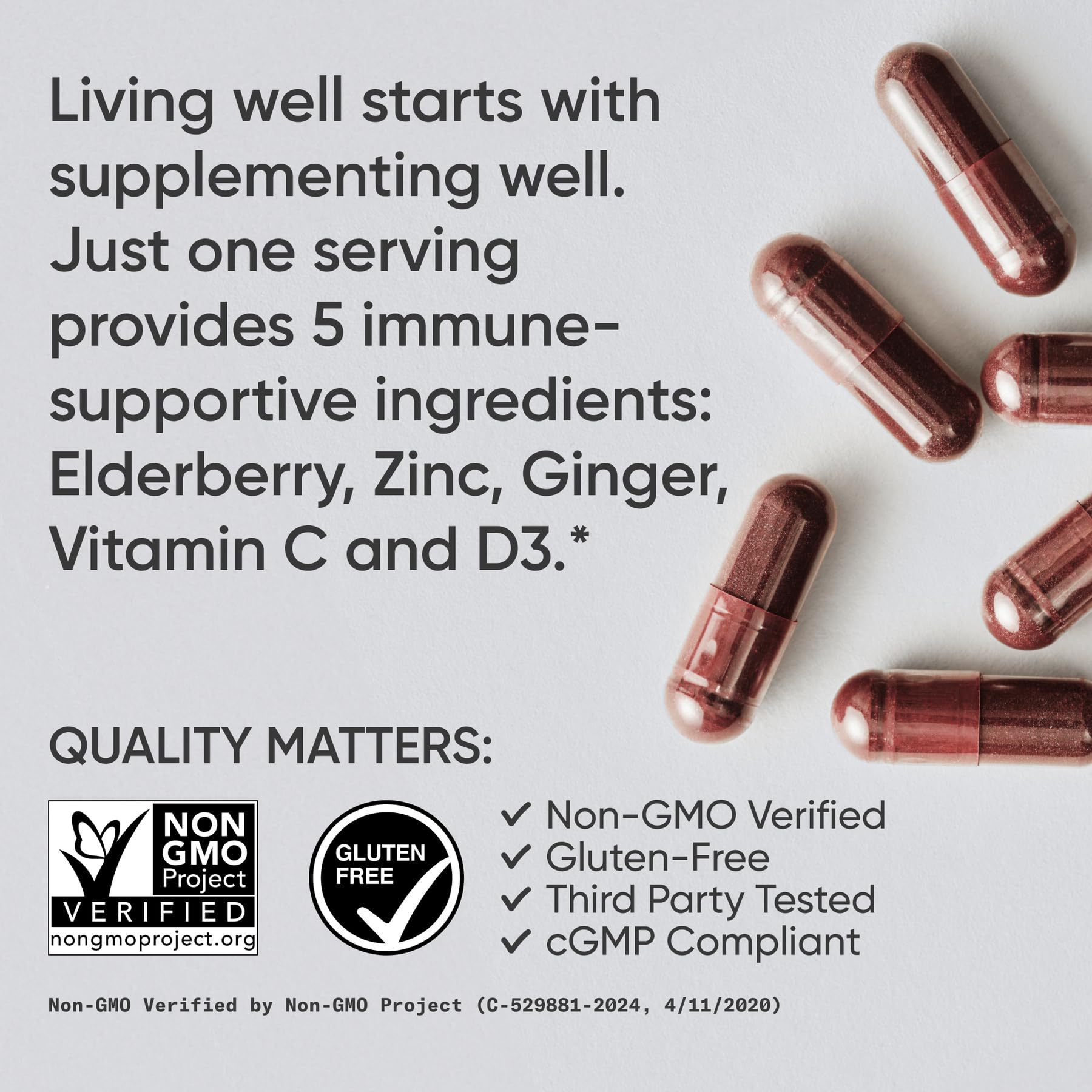 Sports Research Immune Support: Elderberry + Zinc, Vitamin D3 5000iu - Gluten Free