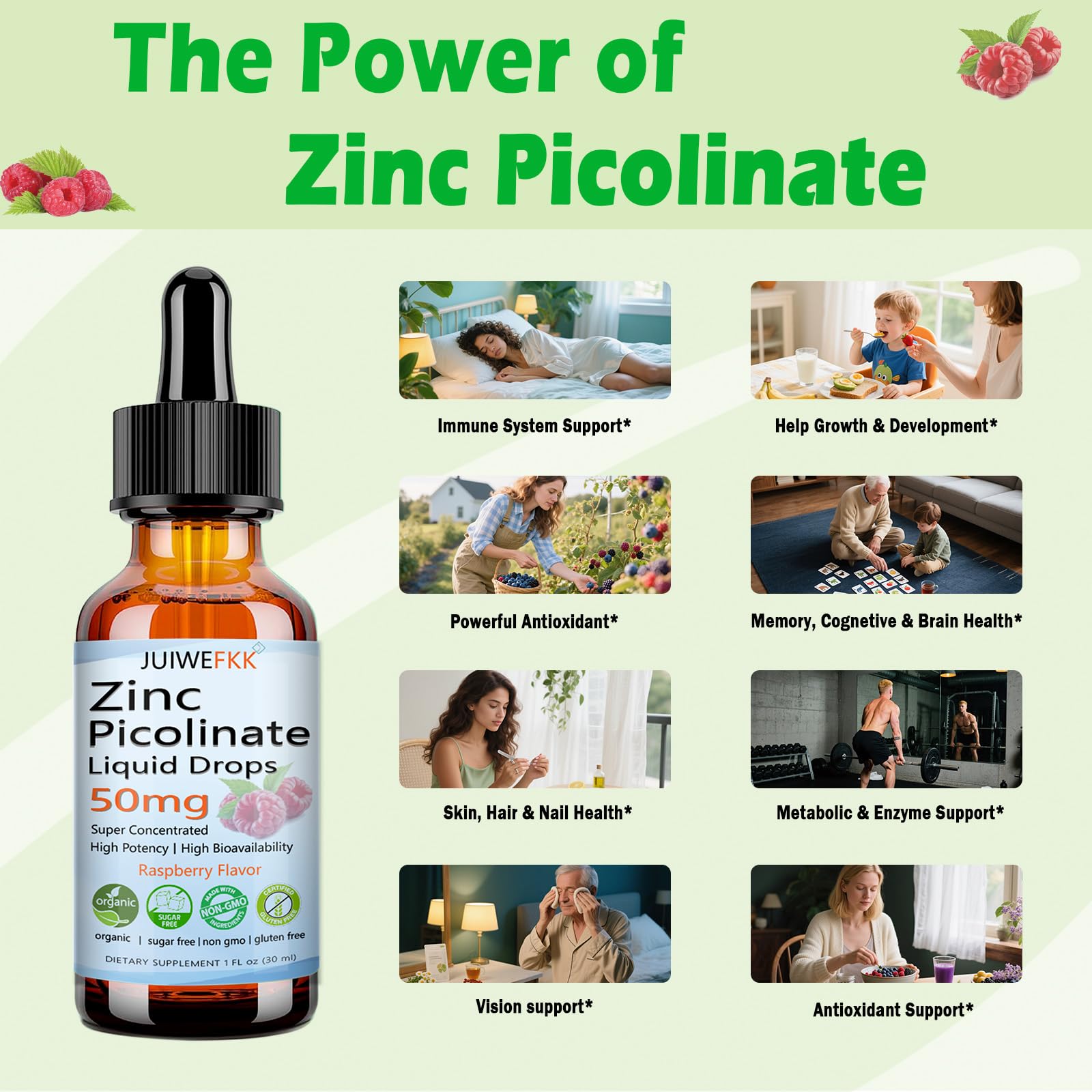 Zinc Picolinate 50mg Liquid Drops – Chelated Zinc for Immune Support