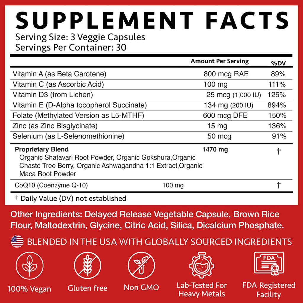 Freshly Moms Ayurvedic Fertility Supplements for Women | Support Ovulation | Conception for Women | Egg Quality | Maca Root, Vitex, & Vitamins | Vegan | 90 Capsules - OSH Wellness