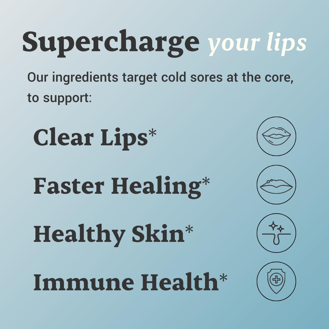 L-Lysine Cold Sore Treatment for Lips with Immune Support – 1000mg Capsules + Chaga, Bee Propolis, Vitamin C, Zinc & Licorice Root Extract (Non-GMO, Vegetarian) – 60 Capsules