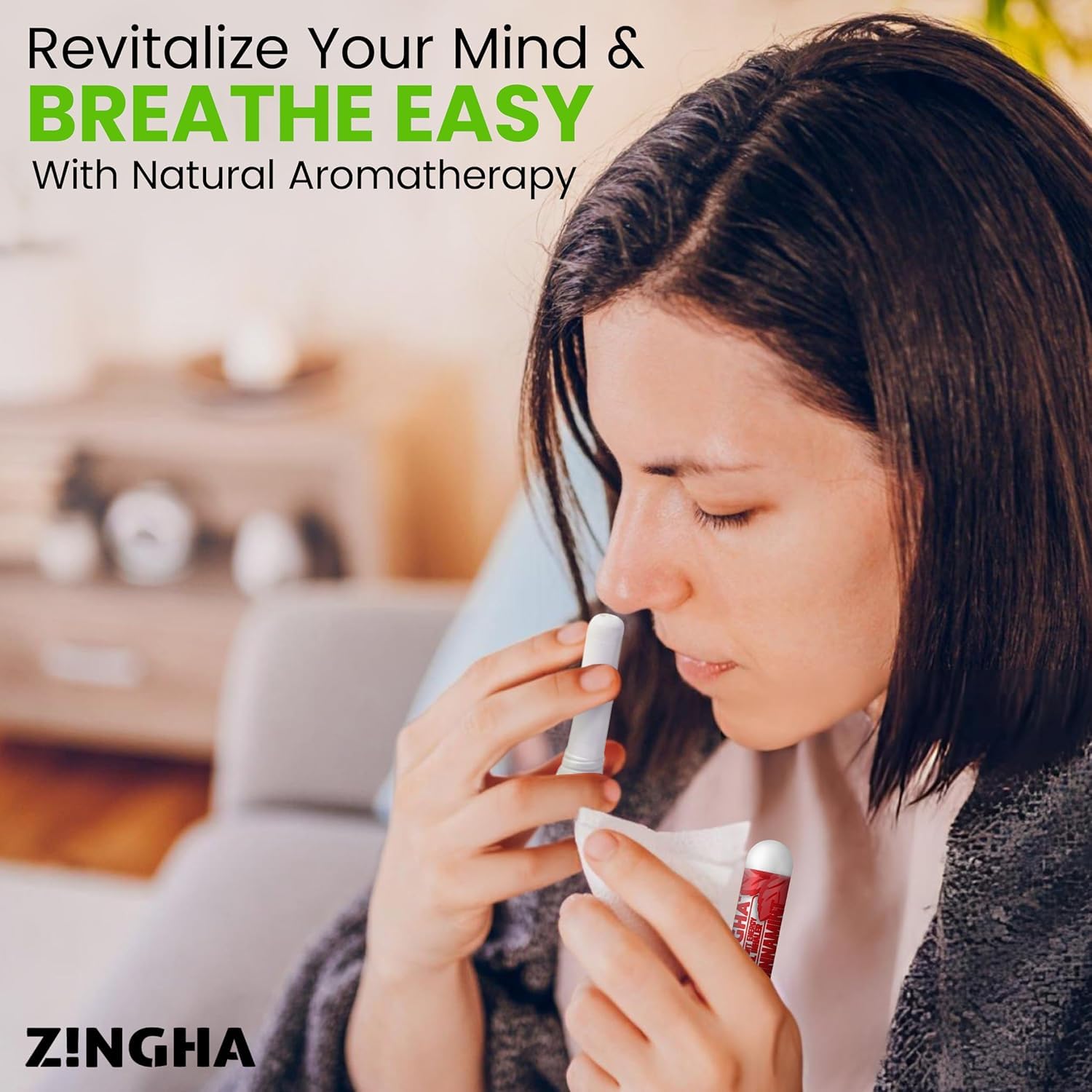 Z!NGHA Natural Aromatherapy Nasal Stick - Boost Focus & Breathing | Portable Sinus Relief