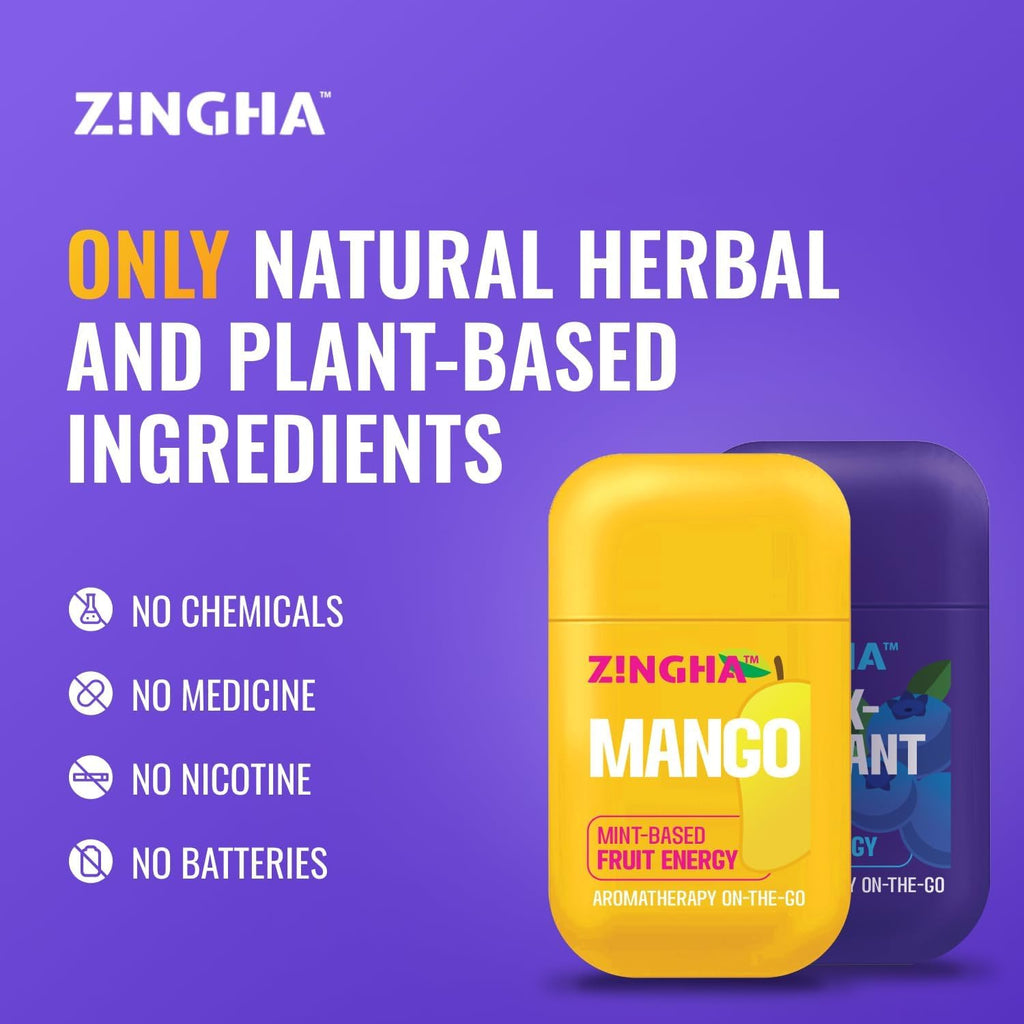 Z!NGHA Natural Aromatherapy Dual Nasal Inhaler Stick – Uplifting Peppermint Eucalyptus Lavender Blend | Portable & Travel-Friendly