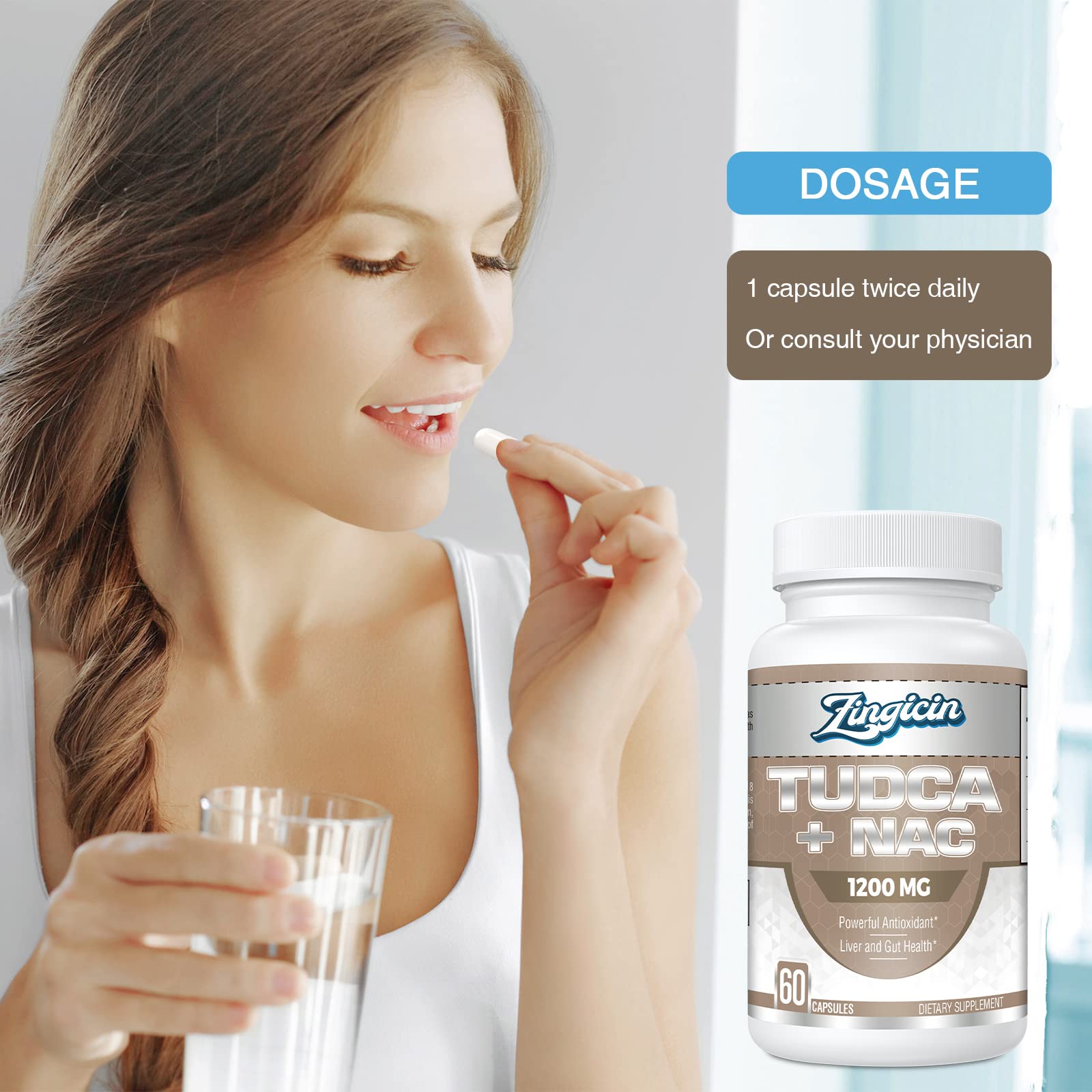 Zingicin TUDCA with NAC 1200mg - 60 Capsules | TUDCA + NAC for Liver Health