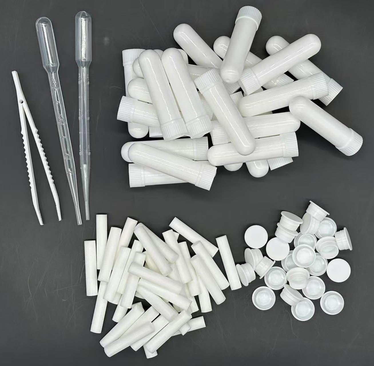 ZIOJOVK 24 Pcs Essential Oil Inhalers – Blank Plastic Tubes with Wicks, Droppers & Tweezers
