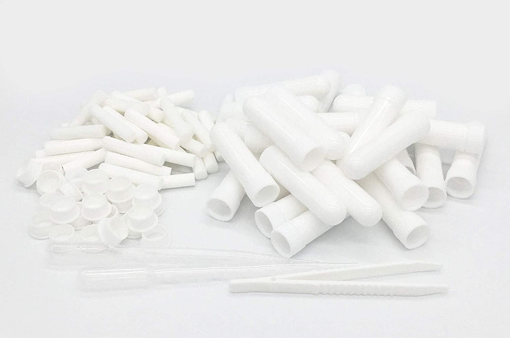 ZIOJOVK 24 Pcs Essential Oil Inhalers – Blank Plastic Tubes with Wicks, Droppers & Tweezers